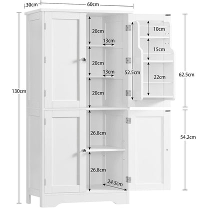 4-türiger Küchenschrank mit 6 Einlegeböden – Weiß