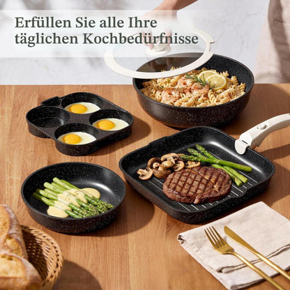 19-teiliges Induktions Kochgeschirr Set mit abnehmbaren Griffen