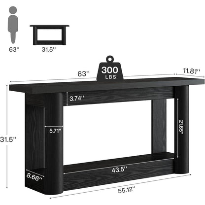 160cm Konsolentisch Schwarz – Schmaler Flurtisch für Wohnzimmer