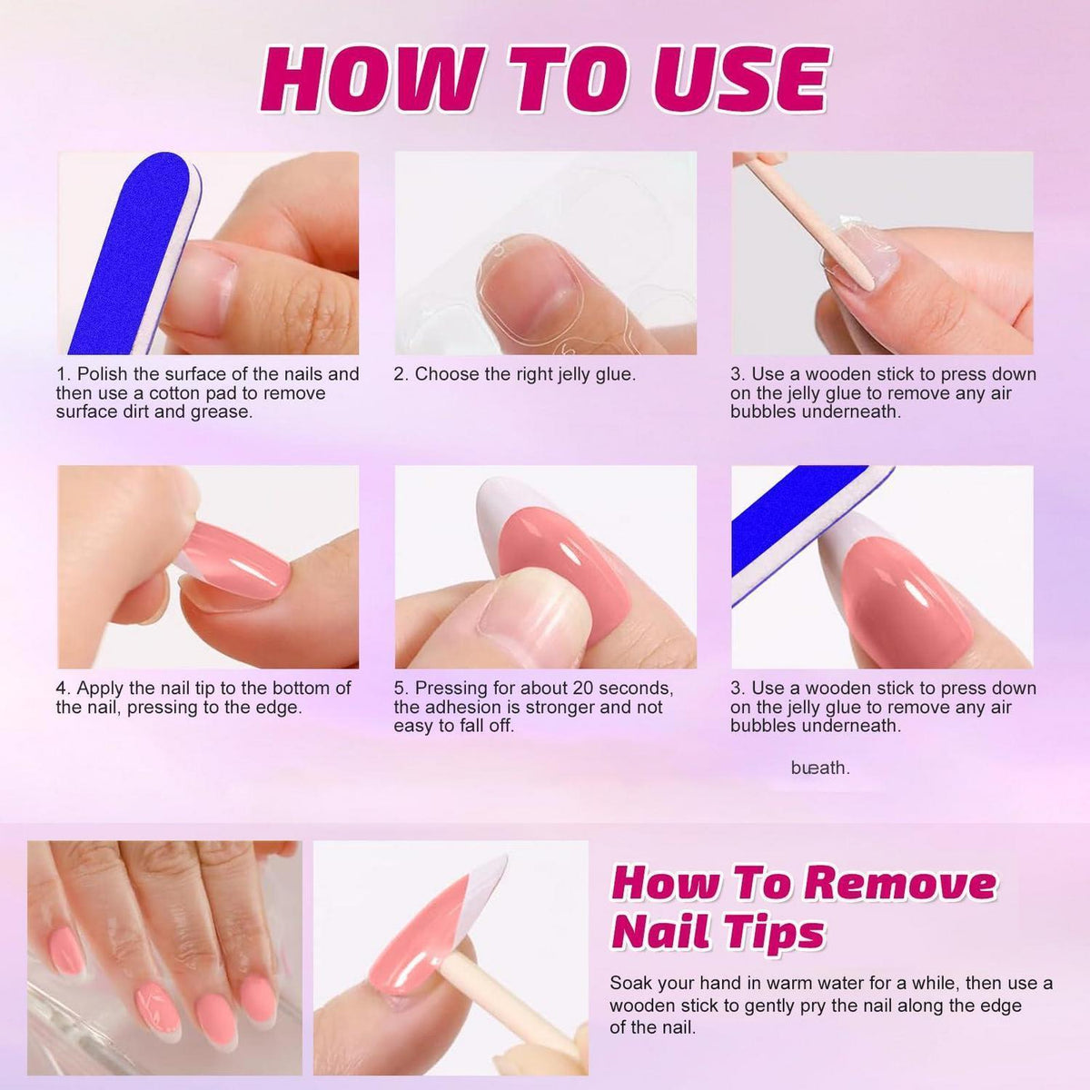 Press on Nails Mandel Nude Rosa mit Gold Stern