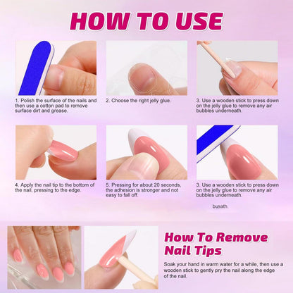 Press on Nails Mandel Nude Rosa mit Gold Stern