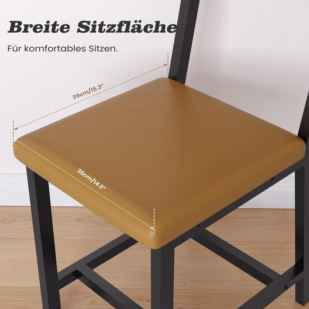 Esszimmerstühle 2er Set Vintage Braun, Metallgestell & Polsterung