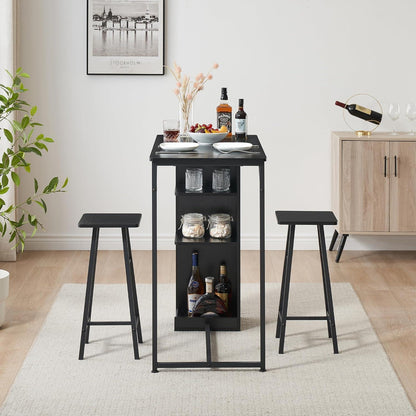 Litake Bartisch Set mit 2 Barhockern – Industrie-Stil