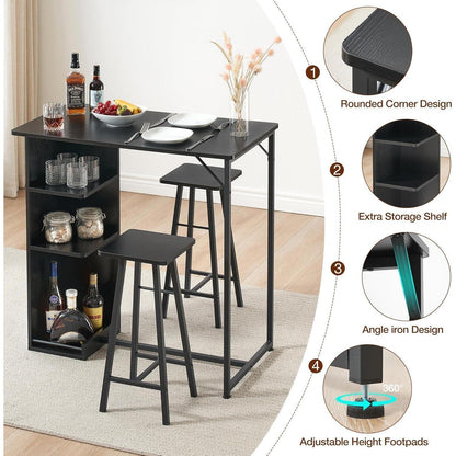 Litake Bartisch Set mit 2 Barhockern – Industrie-Stil