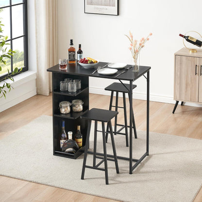 Litake Bartisch Set mit 2 Barhockern – Industrie-Stil