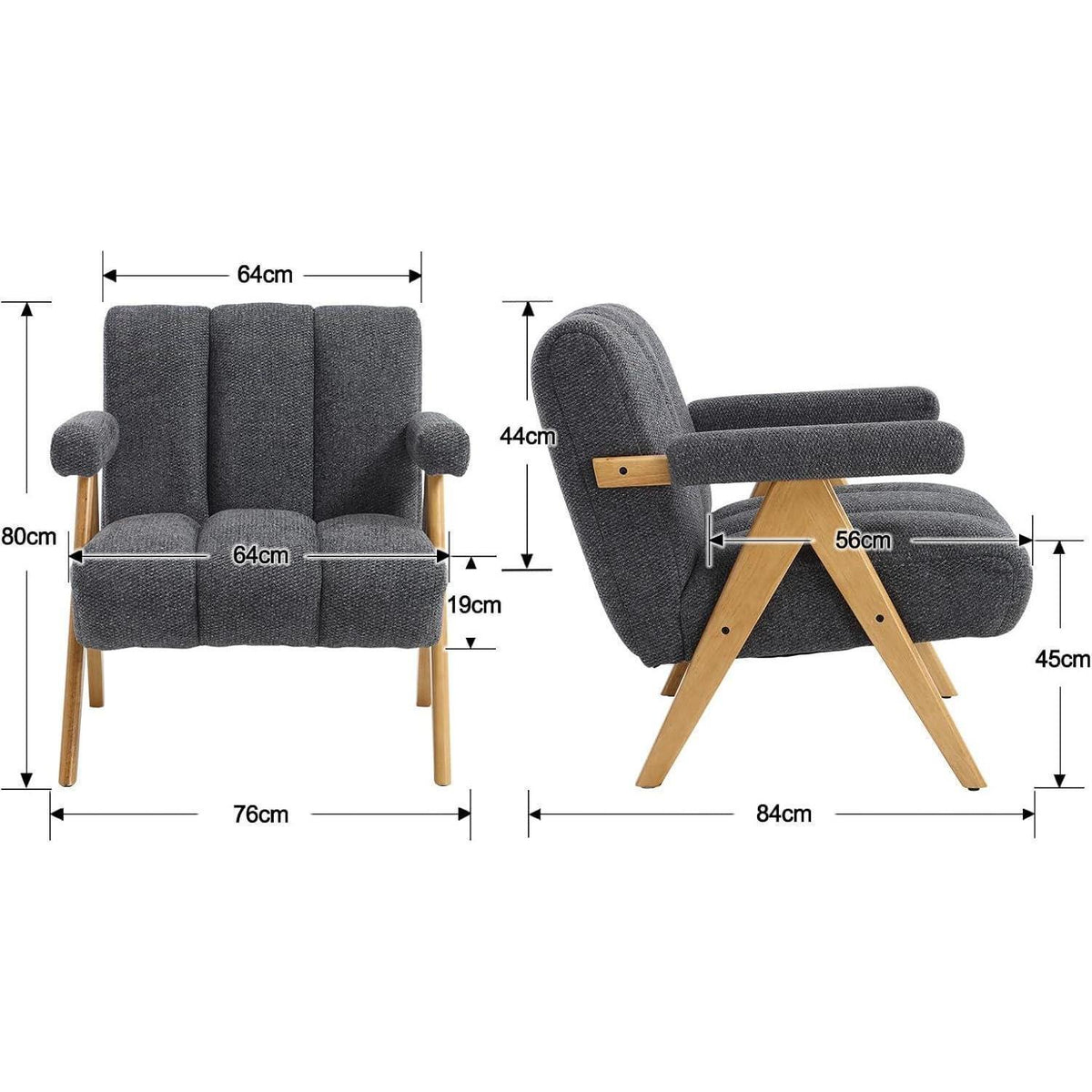 Chenille Loungesessel Grau – Modern & Bequem