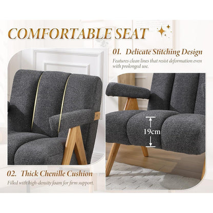 Chenille Loungesessel Grau – Modern & Bequem