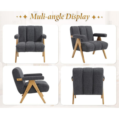 Chenille Loungesessel Grau – Modern & Bequem