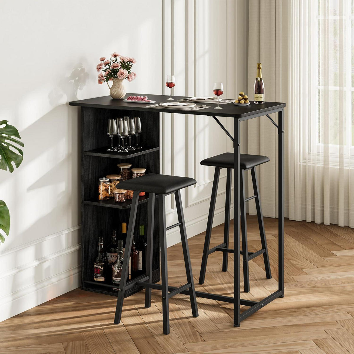 Litake Bartisch Set mit Hockern – Industrie-Stil für Küche & Bar