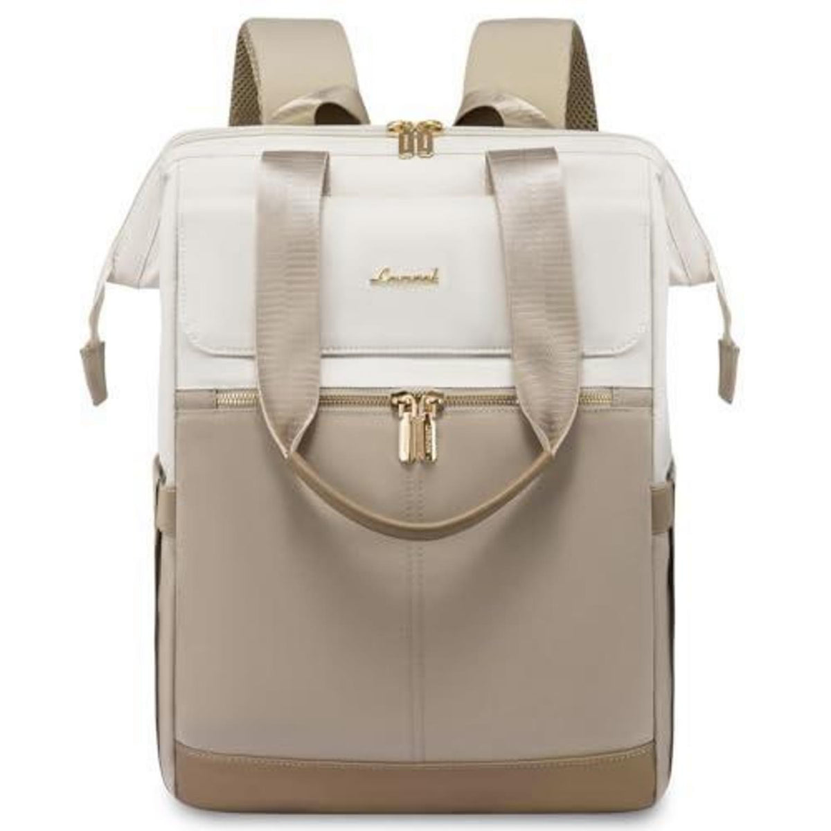 Damen Rucksack 18 Zoll Laptop Schulrucksack Beige & Khaki