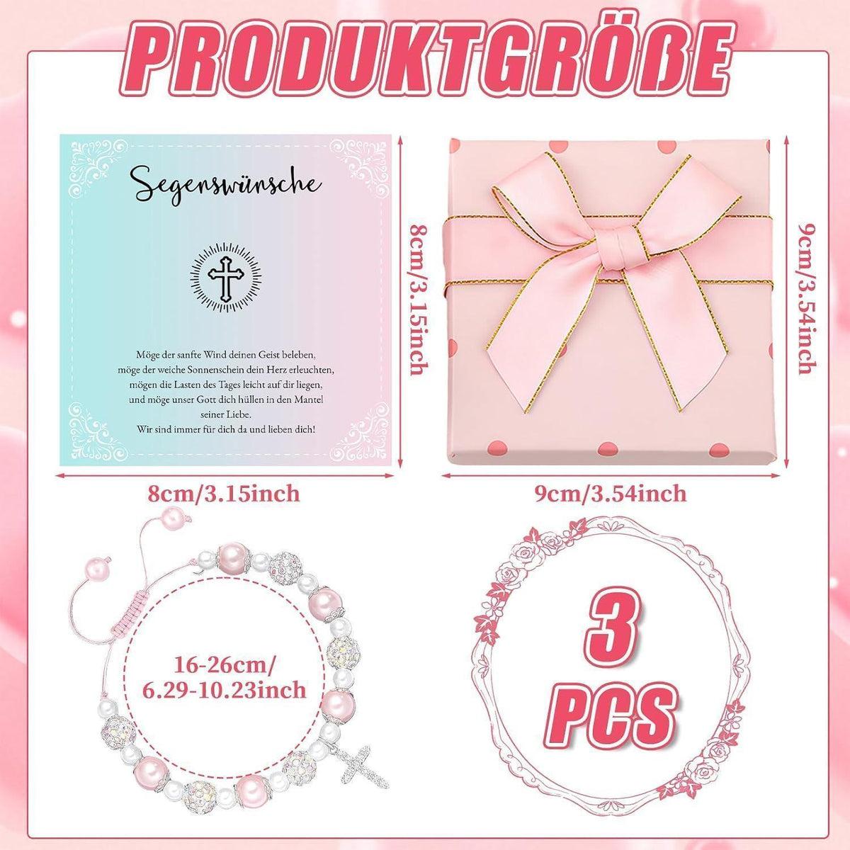 Kreuz Armband Mädchen Kommunion Geschenk mit Karte