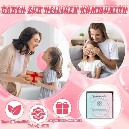 Kreuz Armband Mädchen Kommunion Geschenk mit Karte