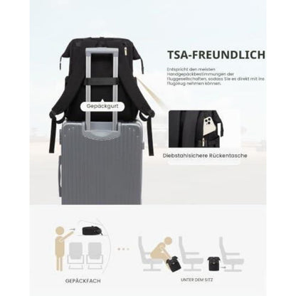 Damen Rucksack 18 Zoll Laptop Schulrucksack Reise Handtasche Schwarz