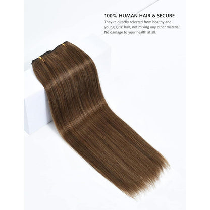 Echthaar Clip-In Extensions – Hellbraun 16 Zoll