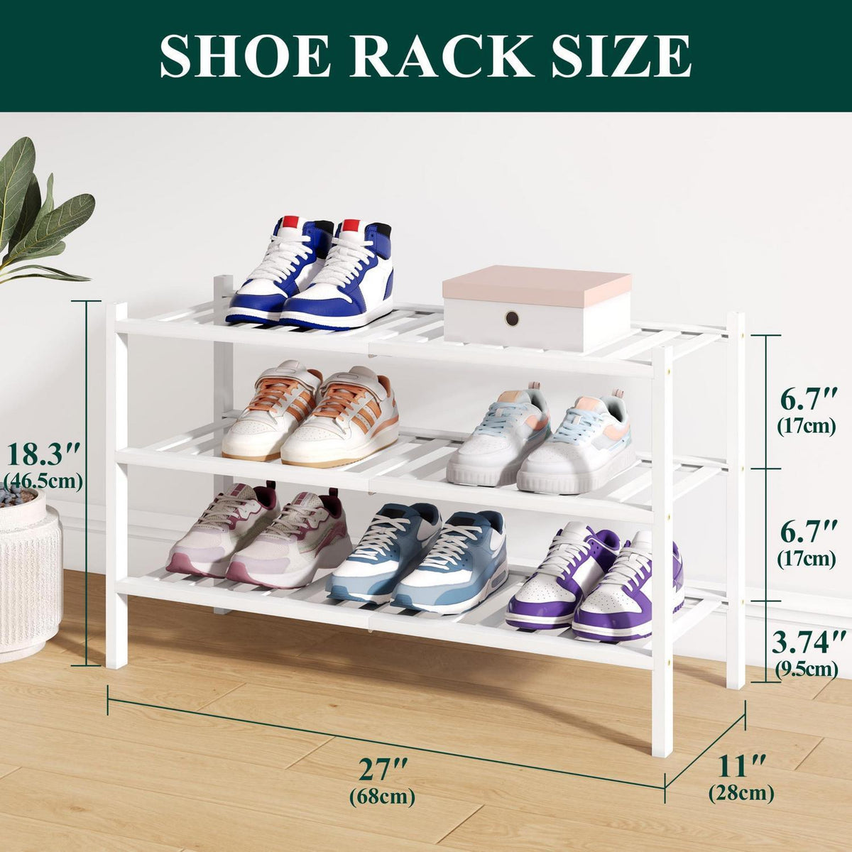 Bambus Schuhregal 3 Ebenen – Platzsparend & Stapelbar
