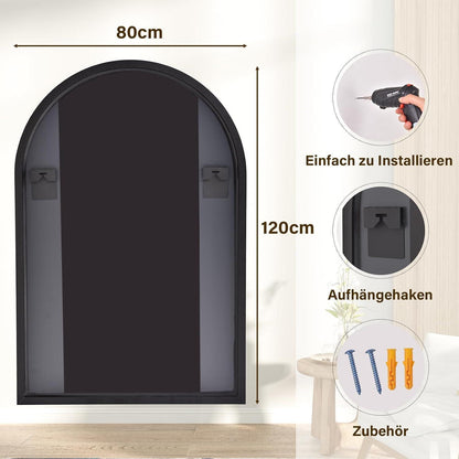 Bogen Wandspiegel 120x80cm Aluminium Schwarz – Badezimmer Spiegel
