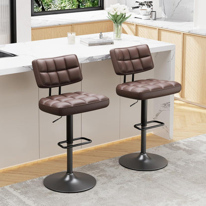 Höhenverstellbarer Barhocker mit Fußstütze – Braun, 3er-Set
