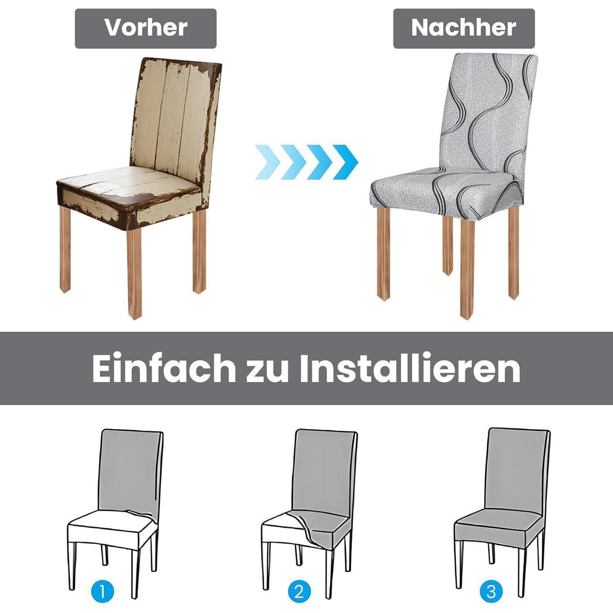 Stretch Stuhlhussen 4er Set – Elastische Möbelbezüge für Stühle