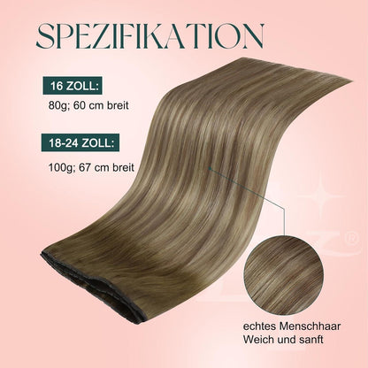Butterfly Tressen Echthaar Braun Blond Ombre 60cm