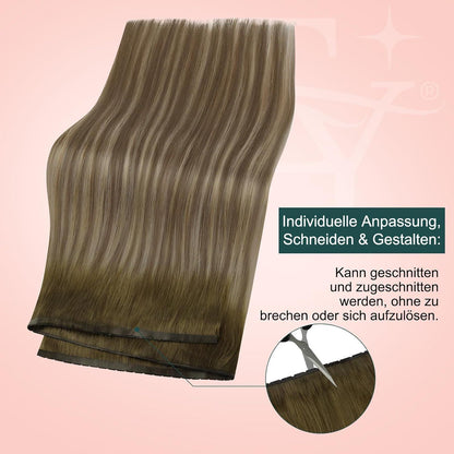 Butterfly Tressen Echthaar Braun Blond Ombre 60cm
