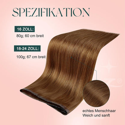 Orangene Echthaar Tressen – 50cm, 100g, Glätten #330