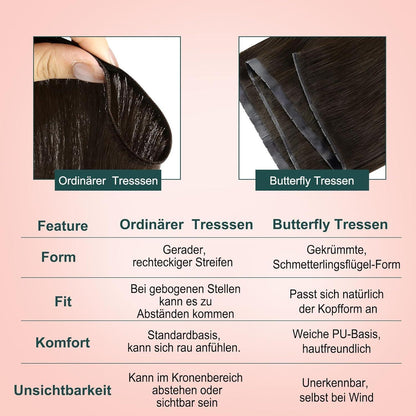 Butterfly Tressen Echthaar Braun – Haarverlängerung 40cm