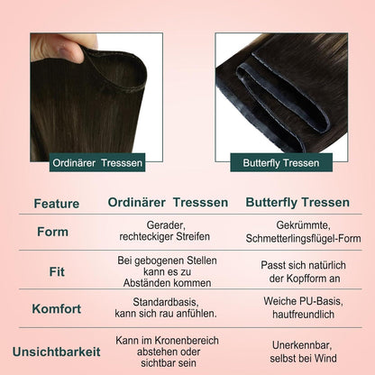 Echthaar Tressen Ombre Braun #2/8/2 – 55cm