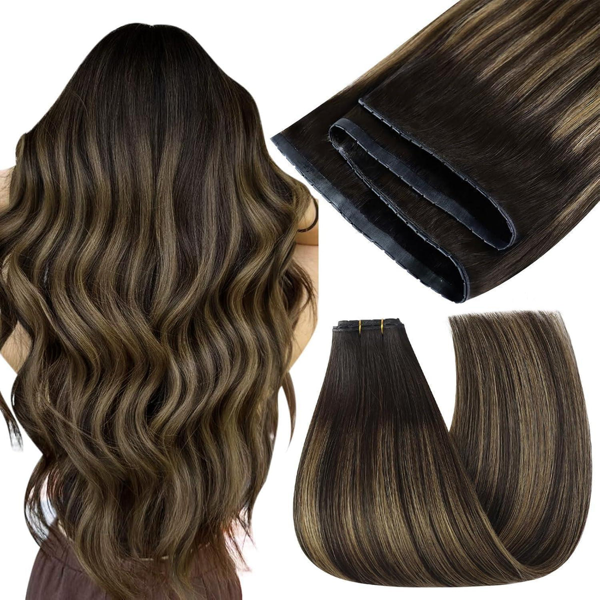 Braun Balayage Butterfly Tressen Echthaar Extensions 40cm