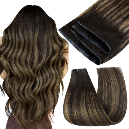 Braun Balayage Butterfly Tressen Echthaar Extensions 40cm