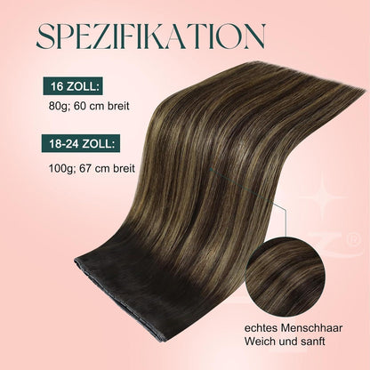 Braun Balayage Butterfly Tressen Echthaar Extensions 40cm