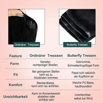 Butterfly Tressen Echthaar Schwarz – 55cm, 100g