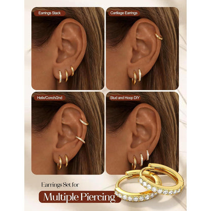 5 Paar Creolen Silber Gold – Knorpel & Helix Ohrringe 8/10/12mm