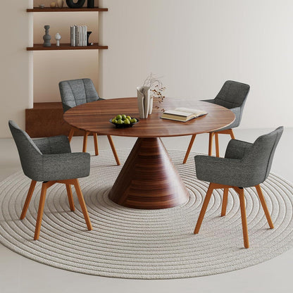 2er Set Drehstühle Samt, Dunkelgrau mit Armlehnen & Holzbeinen