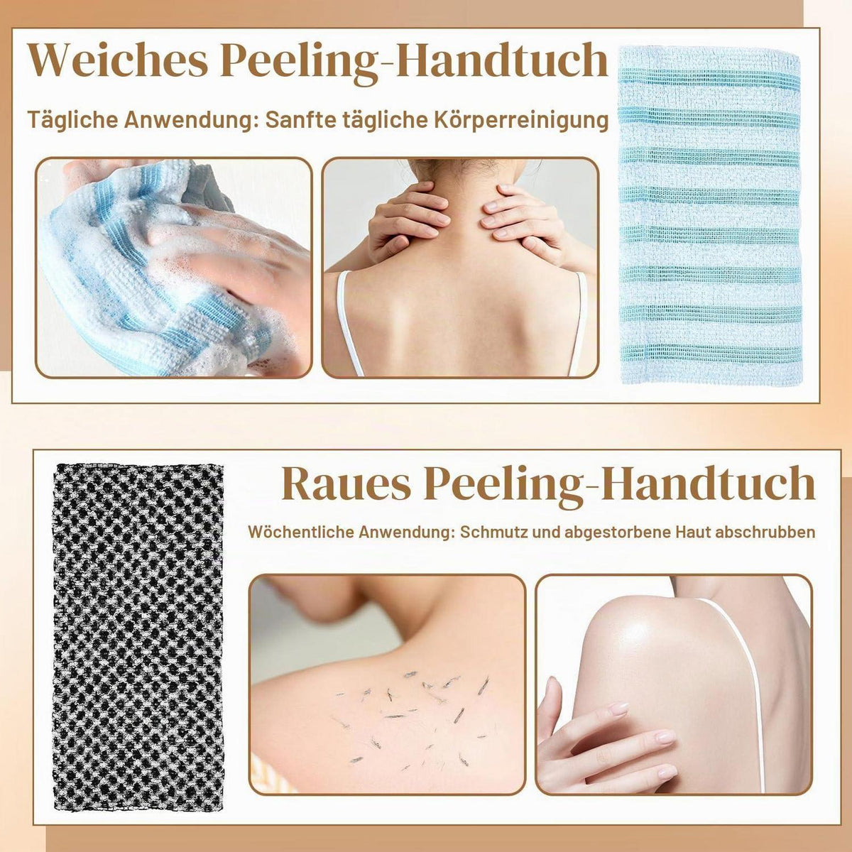 4x Japanisches Peeling-Handtuch für Tiefenreinigung