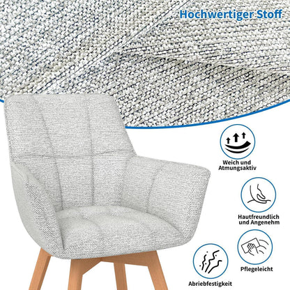 2er Set Esszimmerstühle drehbar, Samt, Hellgrau