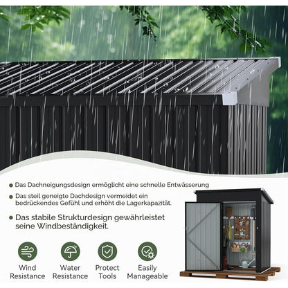 Metall Gerätehaus 150x91x185 cm – Pultdach & abschließbar