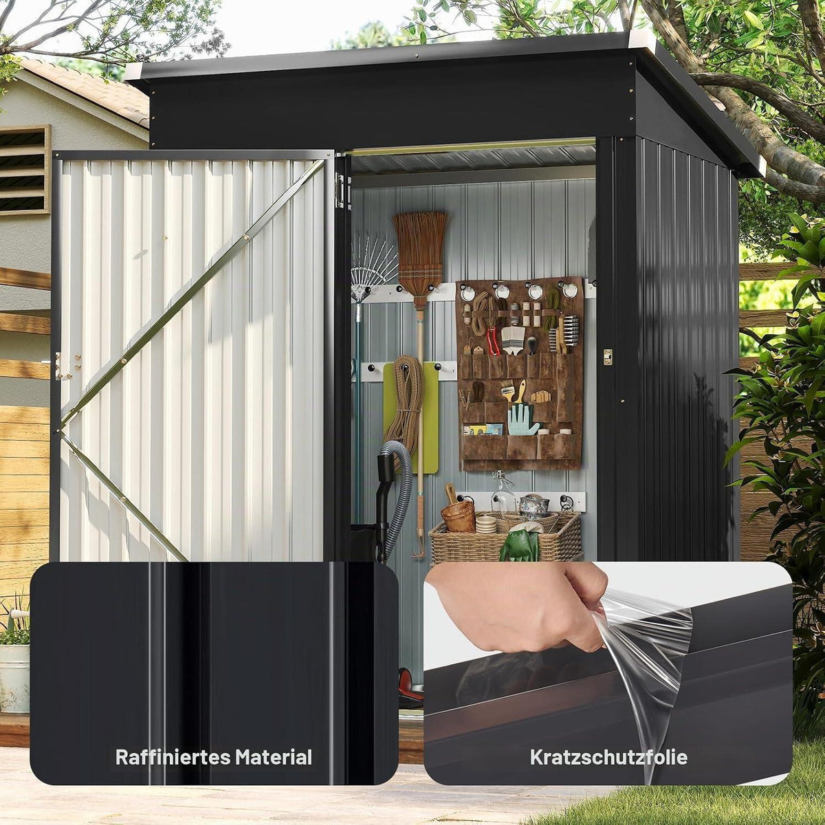 Metall Gerätehaus 150x91x185 cm – Pultdach & abschließbar