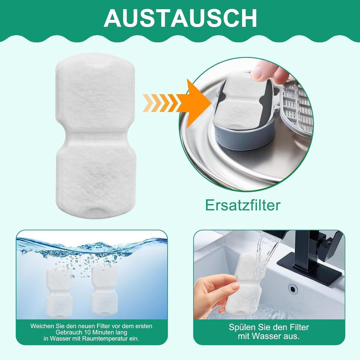Katzenbrunnen Filter 32er Pack – Ersatzfilter für sauberes Wasser
