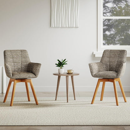 2er Set Drehstühle Samt, Braun – Esszimmer & Wohnzimmer
