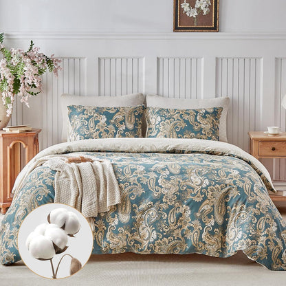 Doppelbett Bettwäsche-Set Baumwolle Paisley Senf 240x220 cm