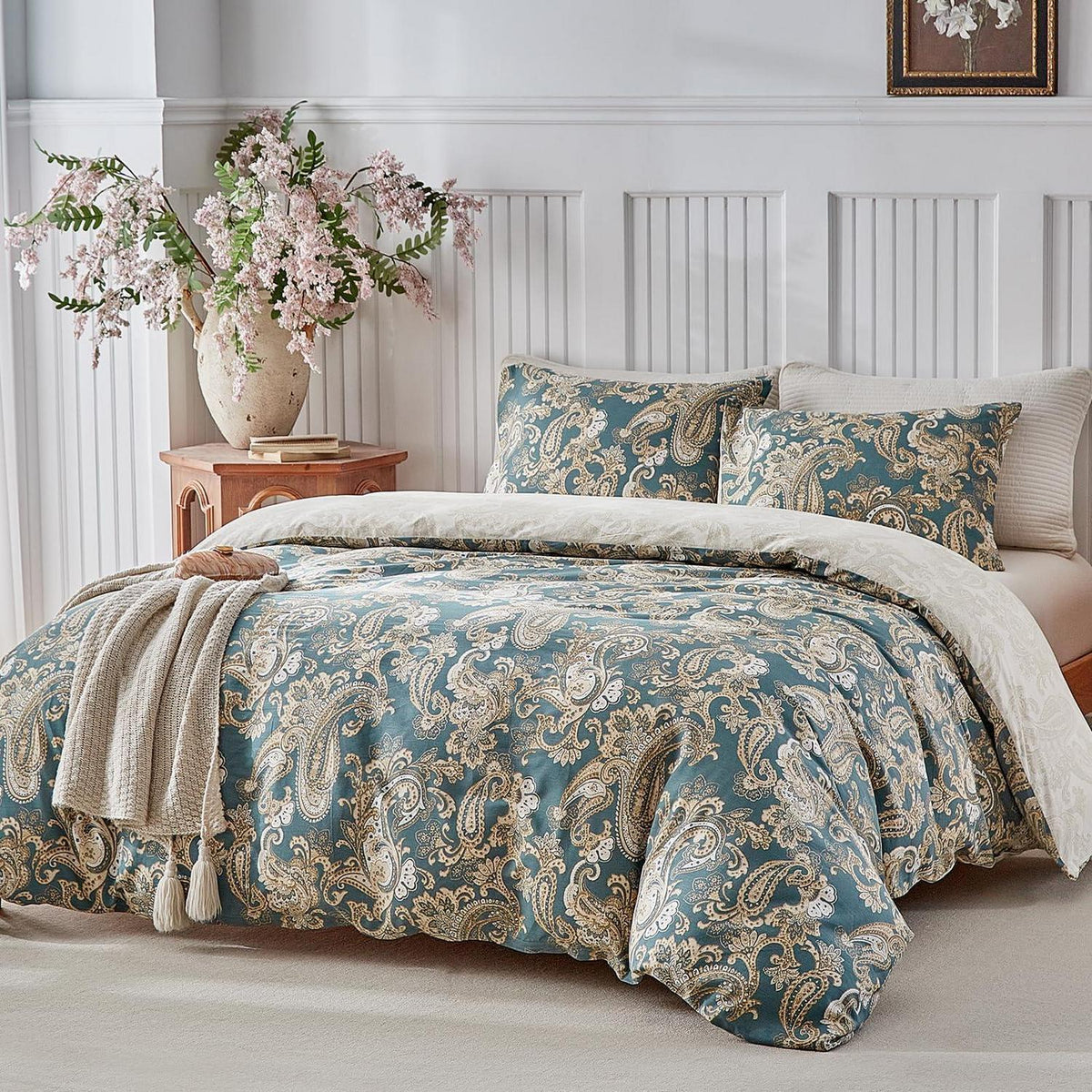 Doppelbett Bettwäsche-Set Baumwolle Paisley Senf 240x220 cm