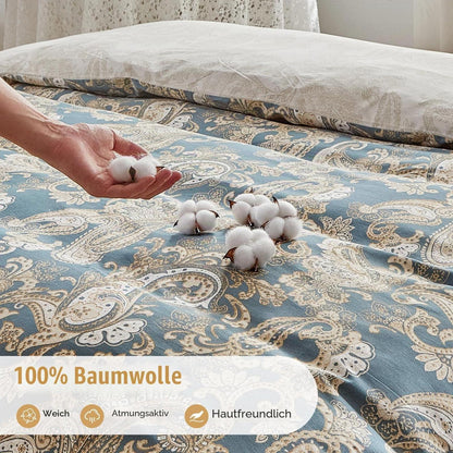 Doppelbett Bettwäsche-Set Baumwolle Paisley Senf 240x220 cm