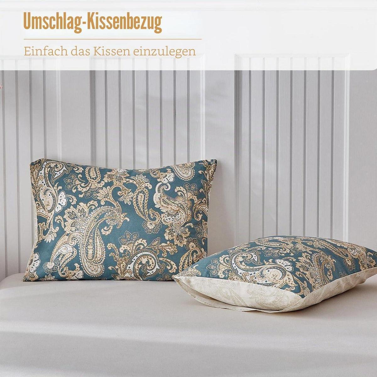 Doppelbett Bettwäsche-Set Baumwolle Paisley Senf 240x220 cm
