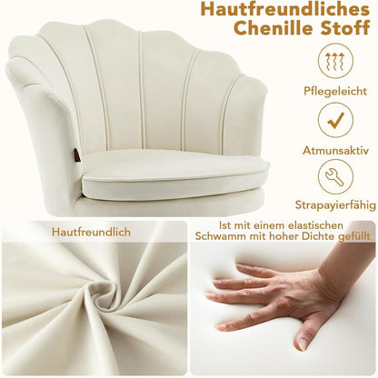 Samt Esszimmerstühle 2er Set mit Blütenblatt-Rückenlehne