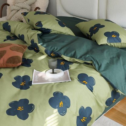 Blumen Bettwäsche Set 200x220 cm Grün Baumwolle