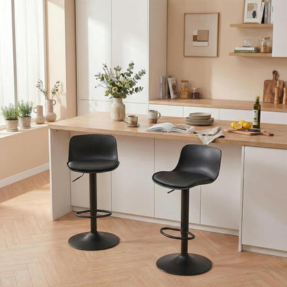 Höhenverstellbarer Barhocker 2er Set Schwarz mit Rückenlehne