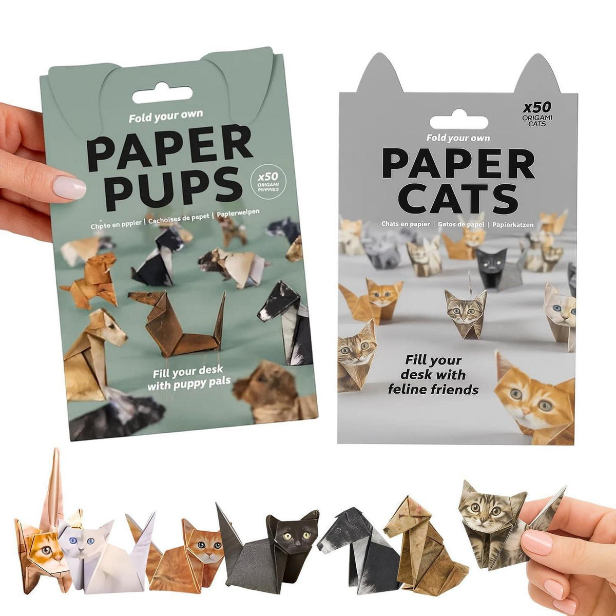 Origami Papier Set Katzen & Hunde mit Anleitung