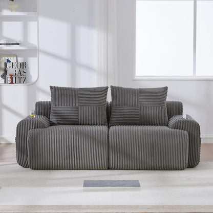 Cord 2-Sitzer Sofa mit Stauraum & Getränkehalter – Dunkelgrau