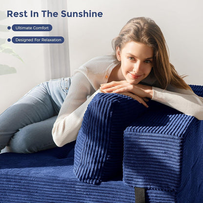 Klappsofa mit Schlaffunktion – Blau, 160x80x40cm