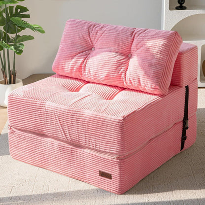 Klappsofa mit Schlaffunktion – Rosa Bodensofa & Gästebett